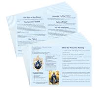 Motiskyy 50 Pcs How to Pray the Rosary Prayer Card 6 x 4 Inches Rosary Pamphlet Paper How to Pray the Rosary Booklet Catholic for Beginners Sunday School Learning(Light Blue)
