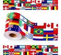 Motiskyy 65 Feet International World Flag Bulletin Board Borders Diversity Country Flag Bulletin Border Around The World Party Decoration for Bulletin Board, Cork Board, Party, Classroom Decor