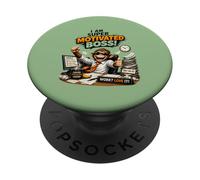 Motivated Boss Monkey Office Motivation Funny Work Gifts PopSockets Adhesive PopGrip