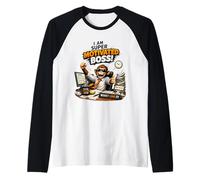 Motivated Boss Monkey Office Motivation Funny Work Gifts Raglan Baseball Tee