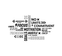 Motivation Fitnesscenter Exercise Inspirational Quotes Success Focus Exercise Wall Stickers Paster Paper 48x86.6cm Do not Damage the wall Surface Large Black