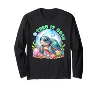 Motivation TAKE IT EASY Funny Turtles Long Sleeve T-Shirt