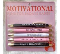 Motivational Badass Pen Set, Funny Pens Swear Word Daily Pen Set, Swear Word Daily Ballpoint Pen Set, Funny Ballpoint Pens Different Swear Word Set, School Office Home Funny Office Gifts (A)