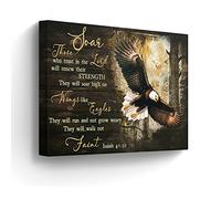 Motivational Bald Eagle Wall Art Christian Flying Bald Eagle Gift Picture Wall Decor Inspirational Quotes Painting for Office Bedroom Living Room Prints Artwork Framed 12"x16"