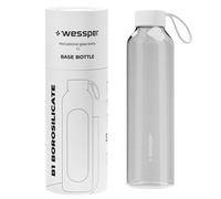 Wessper Activemax 1L Glass Water Bottle, Transparent, for Water, Lemonade,...