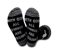 Motivational Christian Socks Cross Inspirational Gift With God All Things Are Possible Religious Gift, L