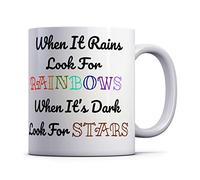 Motivational Coffee Mug, When it Rains Look for Rainbows Mug, Mum Birthday for Friend, Husband or Wife Christmas