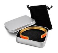 Motivational Cuff Bracelet, Stainless Steel Inspirational Bangle with Hidden Message, Gold Plated Adjustable Cuff Jewelry for Women Men, Encouragement Gift, 2.5 Inch (Orange Gold)