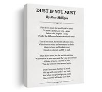 Motivational Dust If You Must poetry Canvas Wall Art Print Poster Painting Framed Modern Artwork for Home Parlour Office Decor 12 X 15 Inch