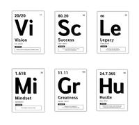 Motivational Elements Wall Art Set of 6 Periodic Table Success Prints 8x10 Unframed Office Decor Entrepreneur Gift Chemistry Science Inspiration