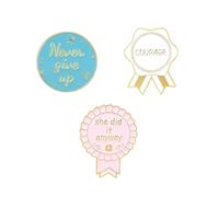 Motivational Enamel Pins Set of 3, “Never Give Up/Courage/She Did It Anyway” Award Ribbon Lapel Pins, Inspirational Badges for Women, Backpack Jacket Hat Accessories, Encouragement Gifts