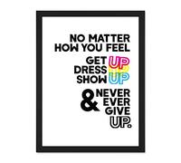 Motivational Get Up Never Give Up Cmyk Large Framed Art Print Poster Wall Decor 18x24 inch