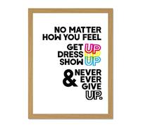 Motivational Get Up Never Give Up Cmyk Large Framed Art Print Poster Wall Decor 18x24 inch