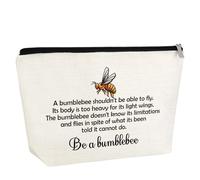 Motivational Gift for Women Makeup Bag Positive Affirmations Emotional Support Bee Themed Gifts Honeybee Lovers Gifts Cosmetic Bag for Friend Animal Lover Sister Bestie Daughter Travel Pouch