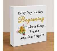Motivational Gifts for Women Wood Box Sign Desk Decor for Home Office Positive Quote Signs for Friend Coworker Inspirational Decor for Room Living Room Bedroom Classroom Gym Christmas Birthday Gifts