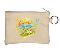 Motivational Growth Through Challenges Key Chain Coin Purse Beige