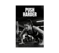 Motivational Gym Fitness Black White Canvas Print Poster Push Harder Art for Gym Home Office Bedroom Wall Decoration, 08x12inch(20x30cm) Unframe-Style-3