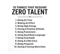 Motivational Gym Wall Art, 10 Things That Require Zero Talent Poster, Inspirational Decor for Home Office, Classroom, Fitness Quote, Encouragement Print(Unframed,08x12inch(20x30cm))