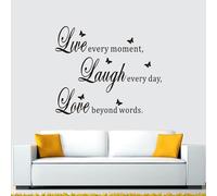Motivational Home Wall Decals for Bedroom: Family Inspirational Quotes Vinyl Art Wall Stickers for Living Room Kitchen Apartment Bathroom - Live Every Moment 24" X 20"