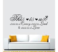 Motivational Home Wall Decals for Bedroom: Family Inspirational Quotes Vinyl Art Wall Stickers for Living Room Kitchen Apartment Bathroom - This is us a Little bit of Crazy 32" X 12.5"