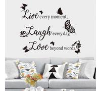 Motivational Home Wall Decals for Bedroom: Inspirational Family Quotes Vinyl Art Wall Stickers for Living Room Kitchen Apartment Bathroom - Live Every Moment 24" X 20"
