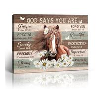 Motivational Horse Decor Wall Art For Girls Room Farmhouse Horse Daisy Wall Decor Western Bible Verse Horse Pictures Canvas Prints Painting Framed Modern Artwork For Bedroom Living Room 12"X16"