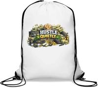 Motivational Hustle and Money Illustration Gym Sack Casual Drawstring Bag White