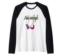 Motivational I AM Enough Colorful Praying Hands Raglan Baseball Tee