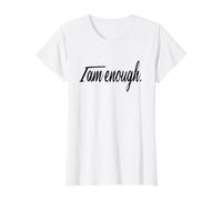 Motivational I AM Enough Large Bold Black Designed Value Graphic T-Shirt, Women, White, XL