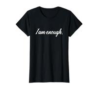 Motivational I AM Enough Large Bold White Designed Value Graphic T-Shirt, Women, Black, XS