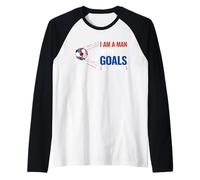 Motivational Mens Patriotic I am a Man with Goals Soccer Raglan Baseball Tee