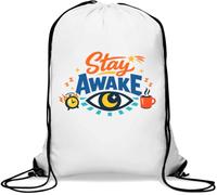 Motivational Message to Stay Awake Gym Sack Casual Drawstring Bag White