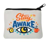 Motivational Message to Stay Awake Neoprene Coin Purse Pouch 10x11cm White
