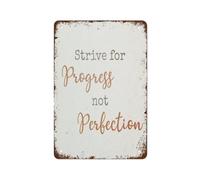 Motivational Metal Sign Strive for Progress Not Perfection Quote Vintage Tin Plaque Inspirational Office Decor for Gym Study 8 X 12 inch