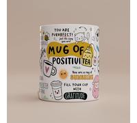 Motivational Mug of Positivi-Tea, Positivity Coffee Mug, Self Care Cup for Her, Inspirational Quote Gift, Positive Daily Affirmations, Gift Idea for Her, Girlfriend, Mum (Black, 11oz)