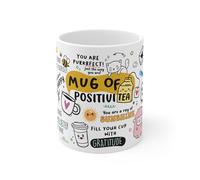 Motivational Mug of Positivi-Tea, Positivity Coffee Mug, Self Care Cup for Her, Inspirational Quote Gift, Positive Daily Affirmations, Gift Idea for Her, Girlfriend, Mum (White, 11oz)