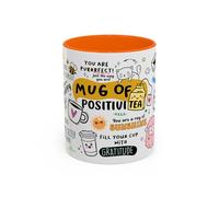 Motivational Mug of Positivi-Tea, Positivity Coffee Mug, Self Care Cup for Her, Inspirational Quote Gift, Positive Daily Affirmations, Gift Idea for Her, Girlfriend, Mum (Orange, 11oz)