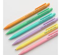 Motivational Pastel Pen Set - 6 Uplifting Colors to Inspire Positivity & Wellness - Gift for Exam Leavers 2025 Employees, Friends, Teacher Thank you!