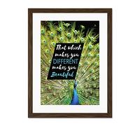 Motivational Peacock Different Beautiful Large Art Print Poster Wall Decor 18x24 inch Supplied Ready To Hang With Included Mount Brackets