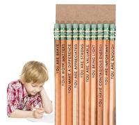 Motivational Pencils - Funny Pencils, Affirmation Pencil Set | 10 pccs Cute Pencils with Encourage Positive Sayings, Supplies for Kids Students Classroom Reward, 19cm Long
