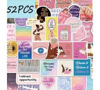Motivational Positive Affirmation Stickers, Mental Health Inspirational Quotes, 50 Pieces, 5cm Large Decals for Laptop, Water Bottle, Journal (Multi, 5cm x 5cm, Manifesting)