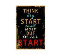 Motivational Positive Metal Sign, Little Reminders Wall Décor, Think Big Start Small, Encourage Gift for Kids Teens Women Home Office Bedroom Cafes 8"x12"