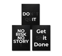 Motivational Posters Set of 3 DIN A1 Black White - NO RISK NO STORY, DONT QUIT, GET DONE - Office Decoration for Startup, Entrepreneur, Home Office & Gym - Inspirational Wall Pictures (Set of 3)