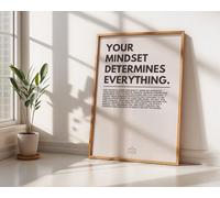 Motivational Posters, Unframed Inspirational Wall Art Prints with Positive Quotes, Aesthetic Decor for Office, Bedroom, Home, Gym or Classroom (Your Mindset Determines Everything, 12" x 18")