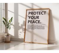 Motivational Posters, Unframed Inspirational Wall Art Prints with Positive Quotes, Aesthetic Decor for Office, Bedroom, Home, Gym or Classroom (Protect Your Peace, 12" x 18")