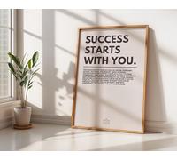 Motivational Posters, Unframed Inspirational Wall Art Prints with Positive Quotes, Aesthetic Decor for Office, Bedroom, Home, Gym or Classroom (Success Starts With You, 12" x 18")