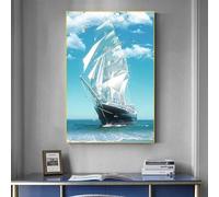 Motivational posters Wall Art Seascape Poster Print Nautical Sailboat Canvas Painting Modern Living Room Decor 60x90cm frame