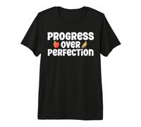 Motivational Progress Over Perfection Back to School Teacher Premium T-Shirt