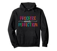 Motivational Progress Over Perfection Colorful Quote Pullover Hoodie