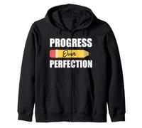 Motivational Progress Over Perfection Zip Hoodie